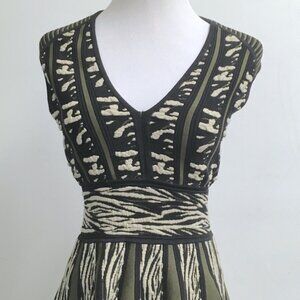 Ronni Kobo black tan olive sleeveless knit sweater peplum v neck vest  top S